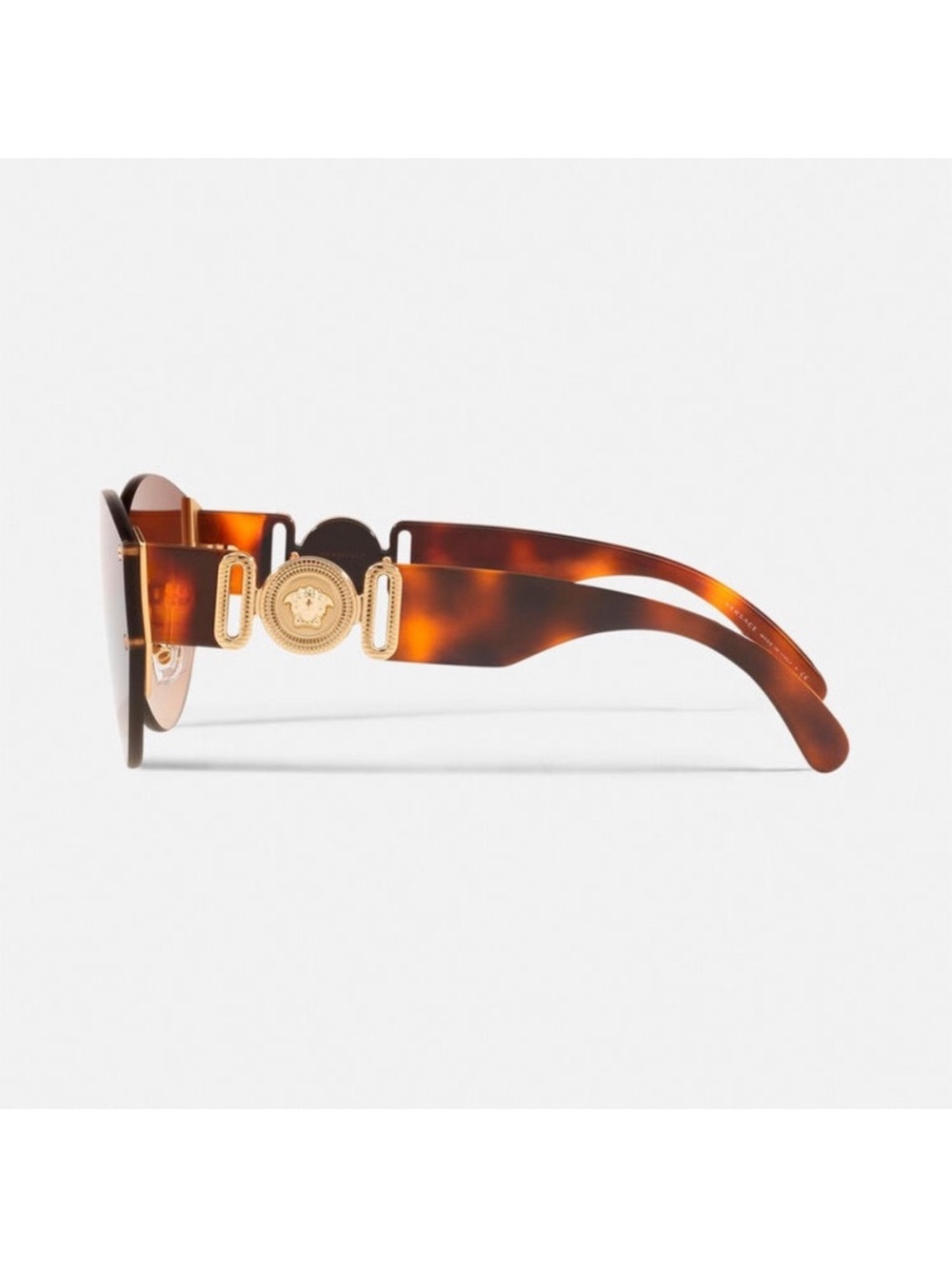 Versace Medusa Biggie Rimless Shield Sunglasses with Gold Medallion